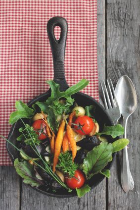 veggies in cast iron pan
